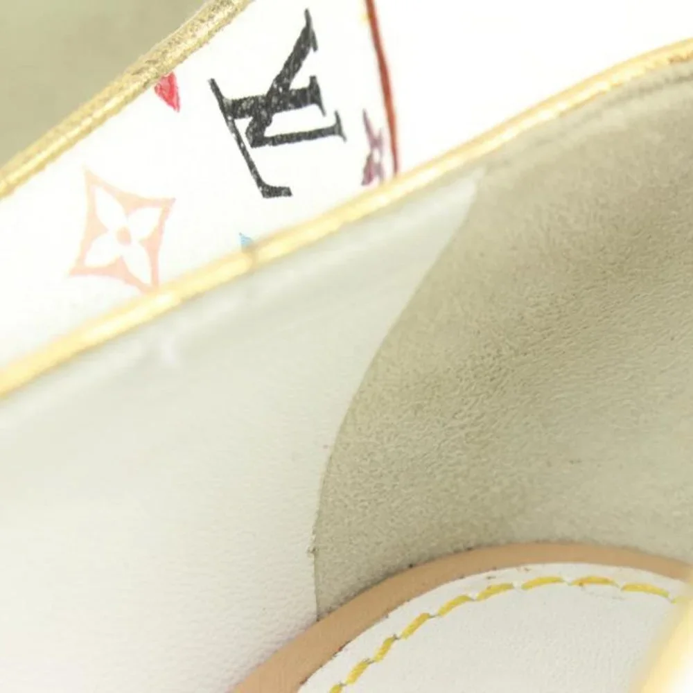 Louis Vuitton Size 34.5 White Multicolor Butterfly Ballerina Flats 46LK34
